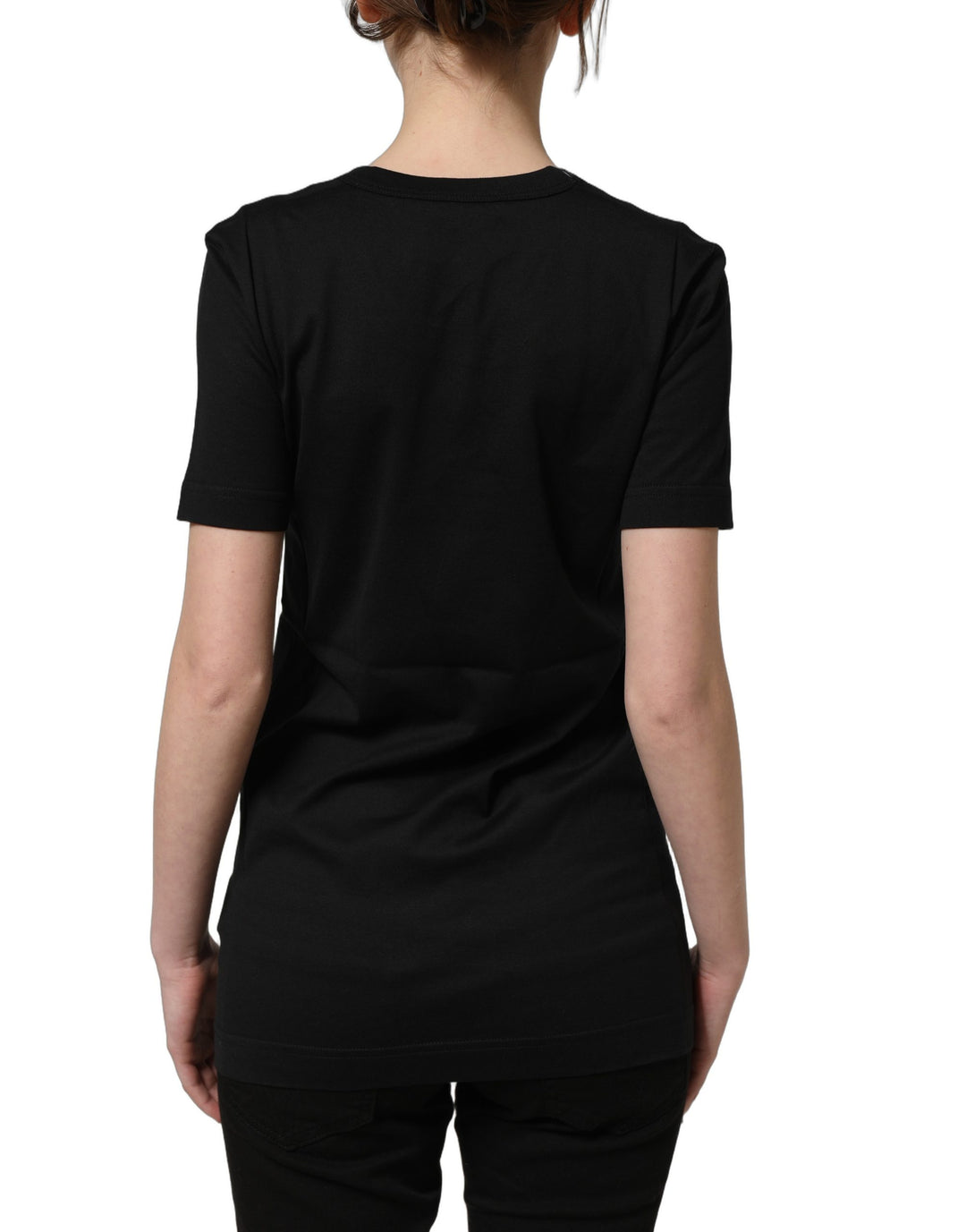 Dolce &amp; Gabbana Black Cotton Short Sleeves Crew Neck T-shirt