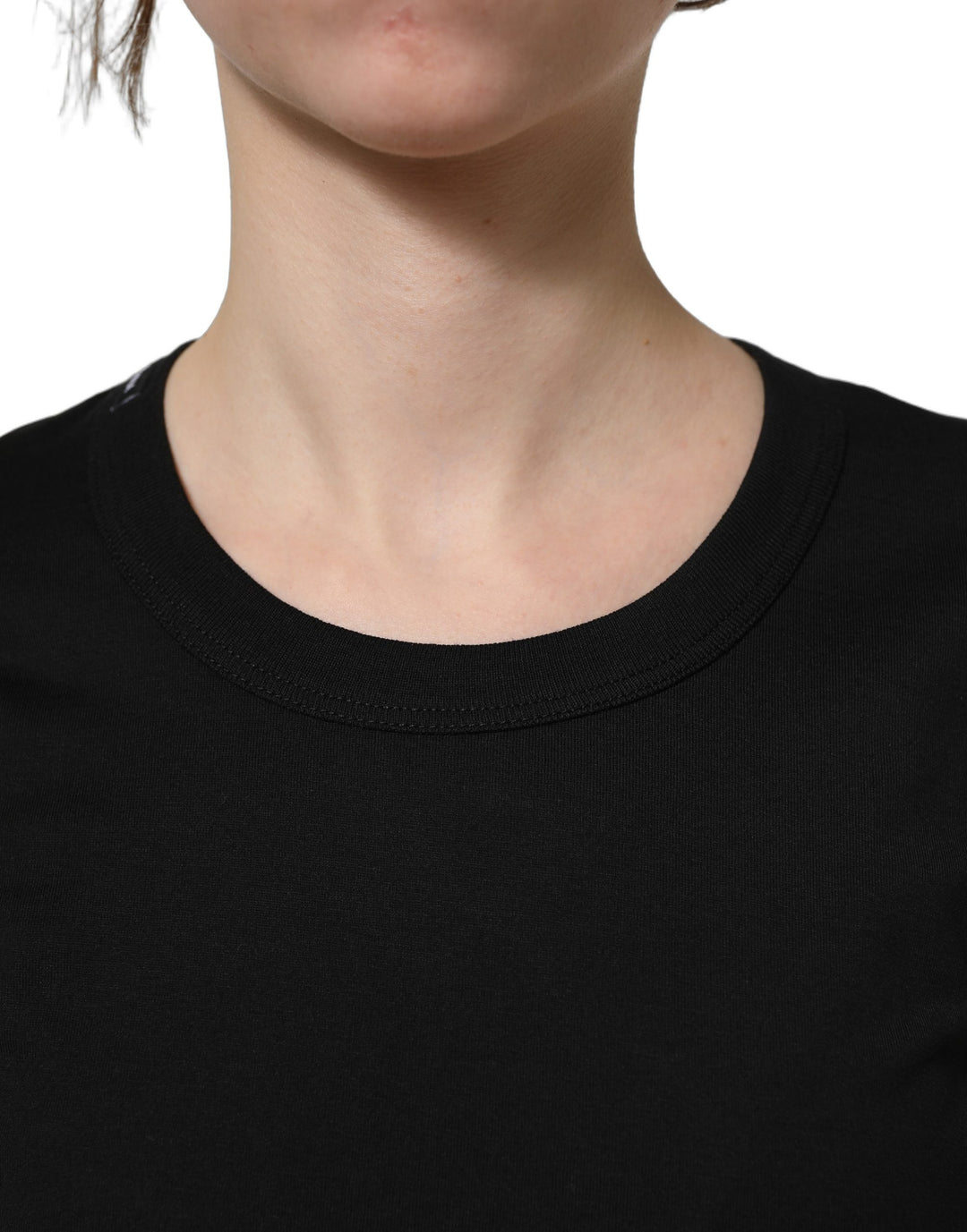 Dolce &amp; Gabbana Black Cotton Short Sleeves Crew Neck T-shirt