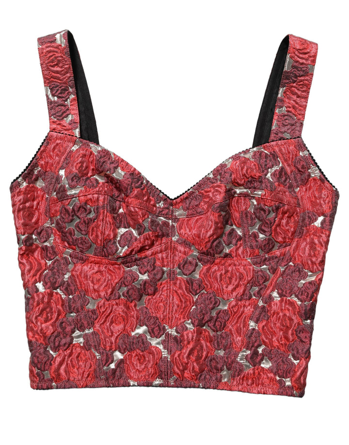 Dolce &amp; Gabbana Multicolor Floral Cropped Bustier Tank Top