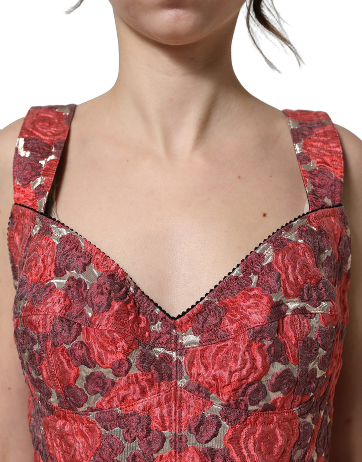 Dolce &amp; Gabbana Multicolor Floral Cropped Bustier Tank Top