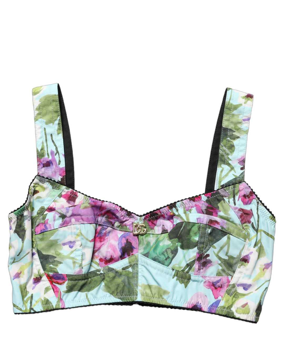 Dolce &amp; Gabbana Multicolor Floral Cropped Bustier Tank Top