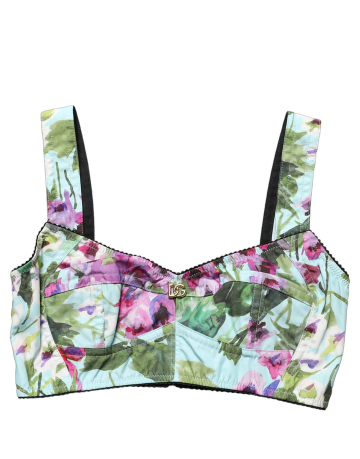 Dolce &amp; Gabbana Multicolor Floral Cropped Bustier Tank Top