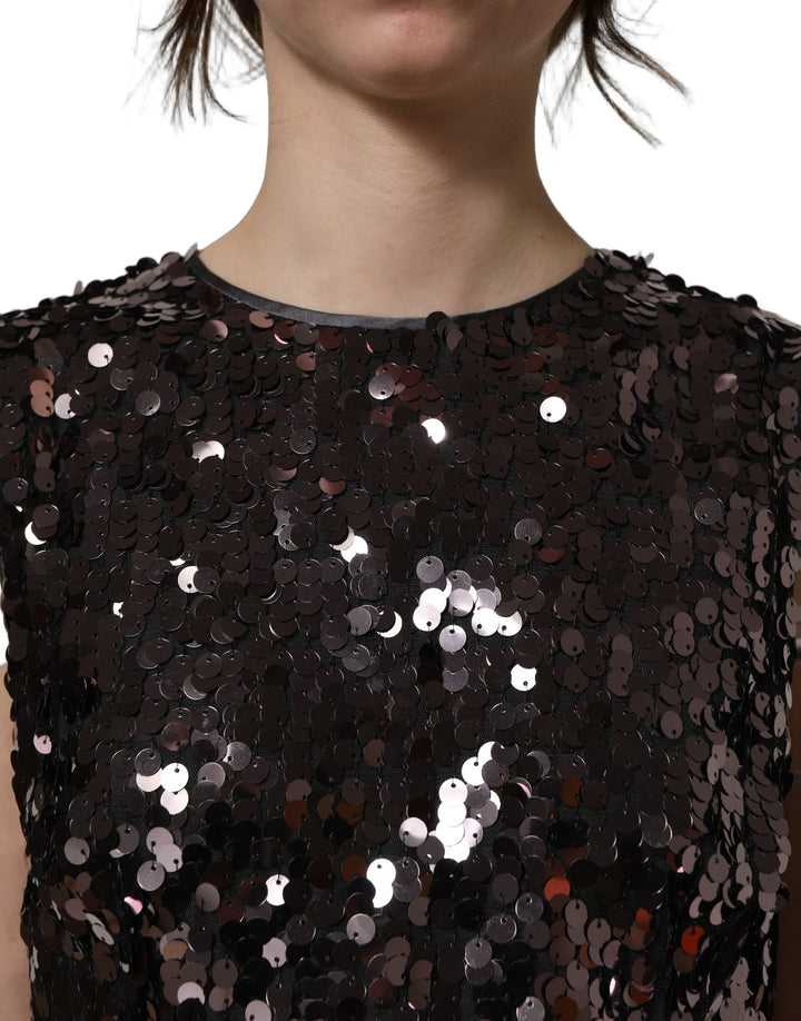 Dolce &amp; Gabbana Purple Sequined Sleeveless Cropped Tank Top