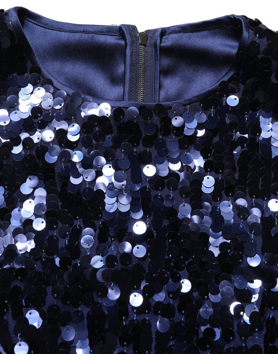 Dolce &amp; Gabbana Blue Sequined Sleeveless Cropped Tank Top