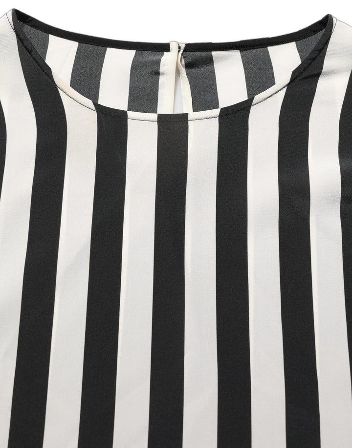 Dolce &amp; Gabbana Black White Stripes Round Neck Blouse Top