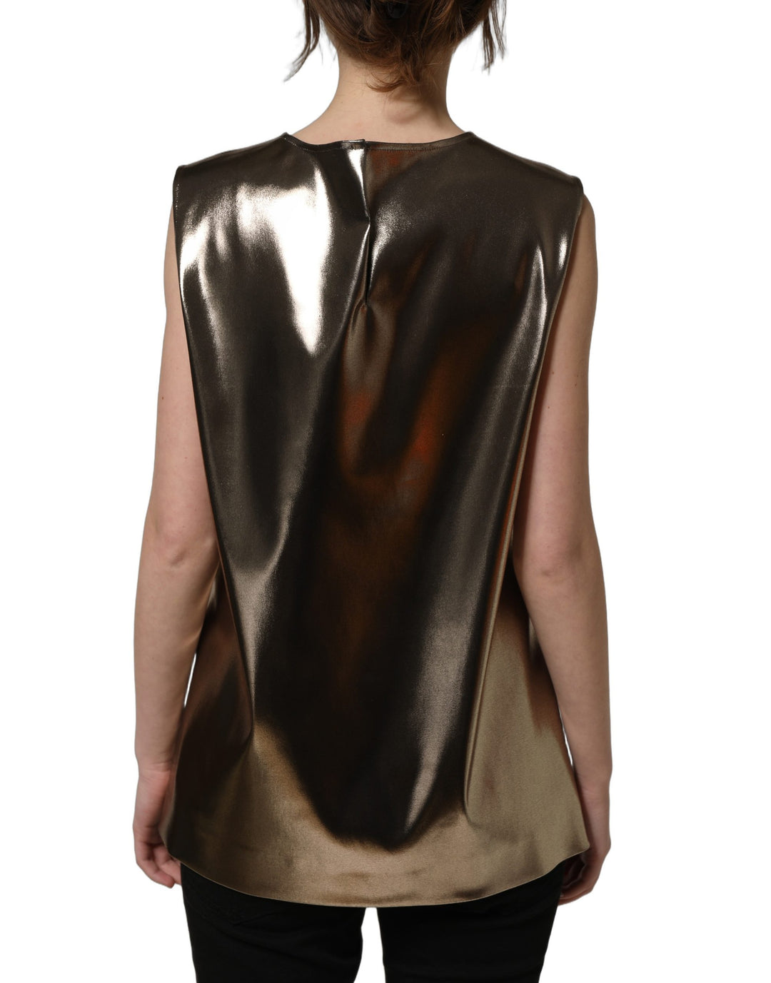 Dolce &amp; Gabbana Metallic Bronze Roundneck SleevelessTank Top