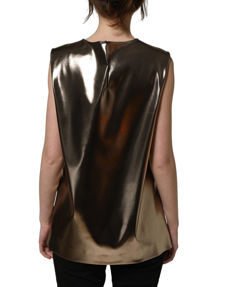 Dolce &amp; Gabbana Metallic Bronze Roundneck SleevelessTank Top