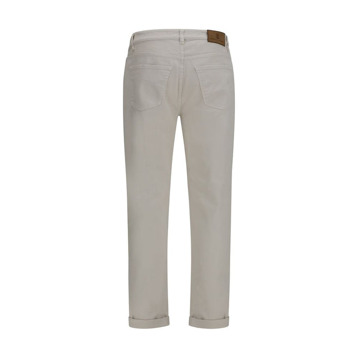 Brunello Cucinelli White Cotton Straight-Leg Jeans