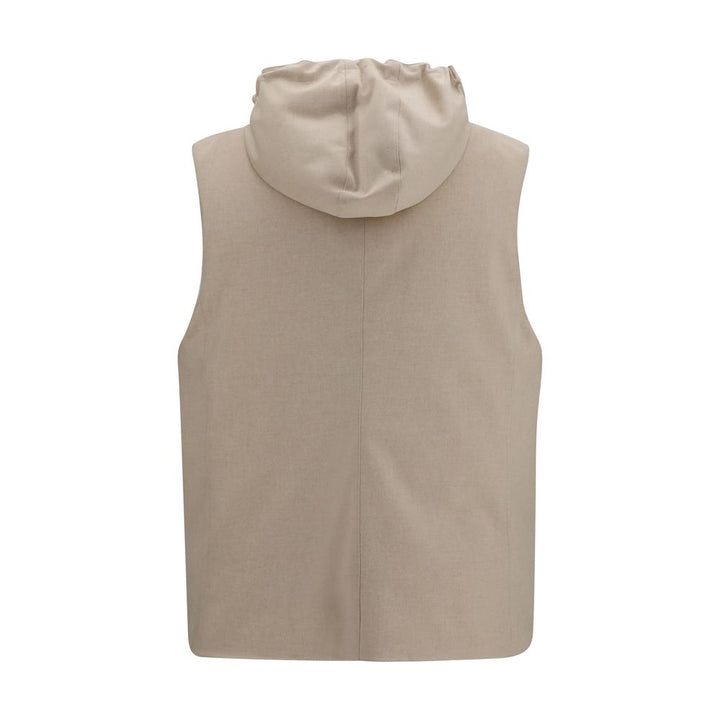 Brunello Cucinelli Beige Wool Oves Aries Sleeveless Jacket