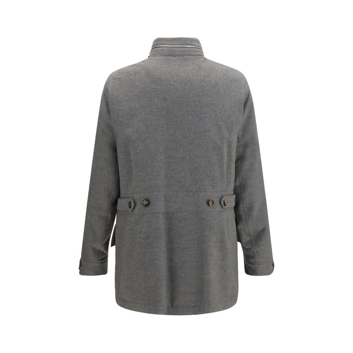 Brunello Cucinelli Gray Cashmere Full-Length Jacket