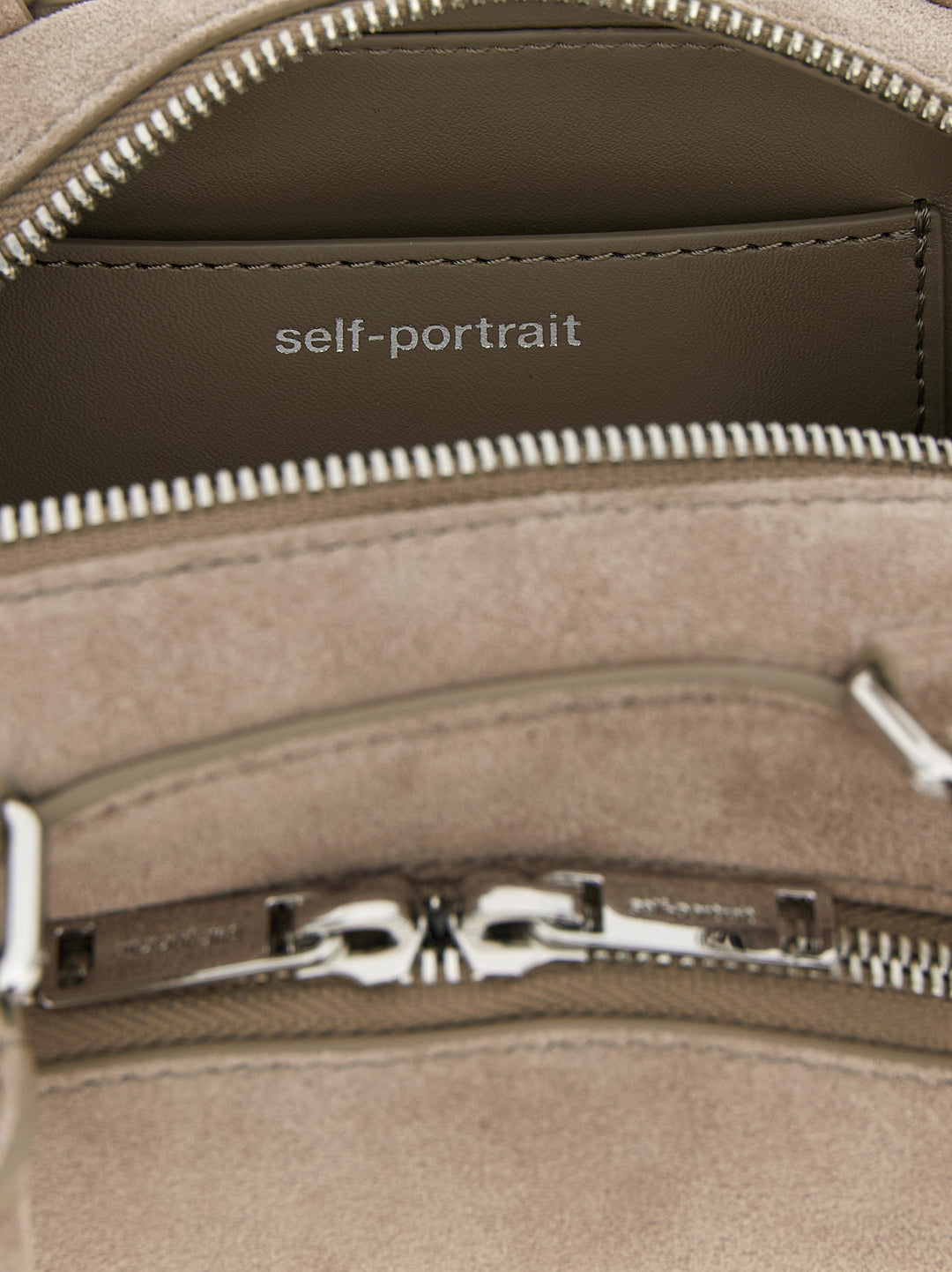 Self-Portrait Gray Lamb Leather Shoulder Bag