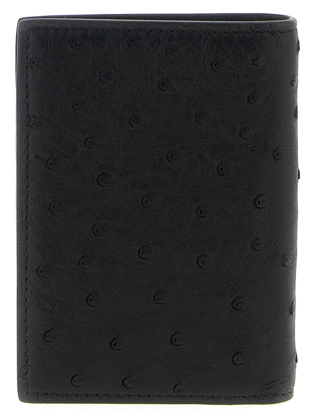 Valentino Garavani Black Ostrich Skin Cardholder