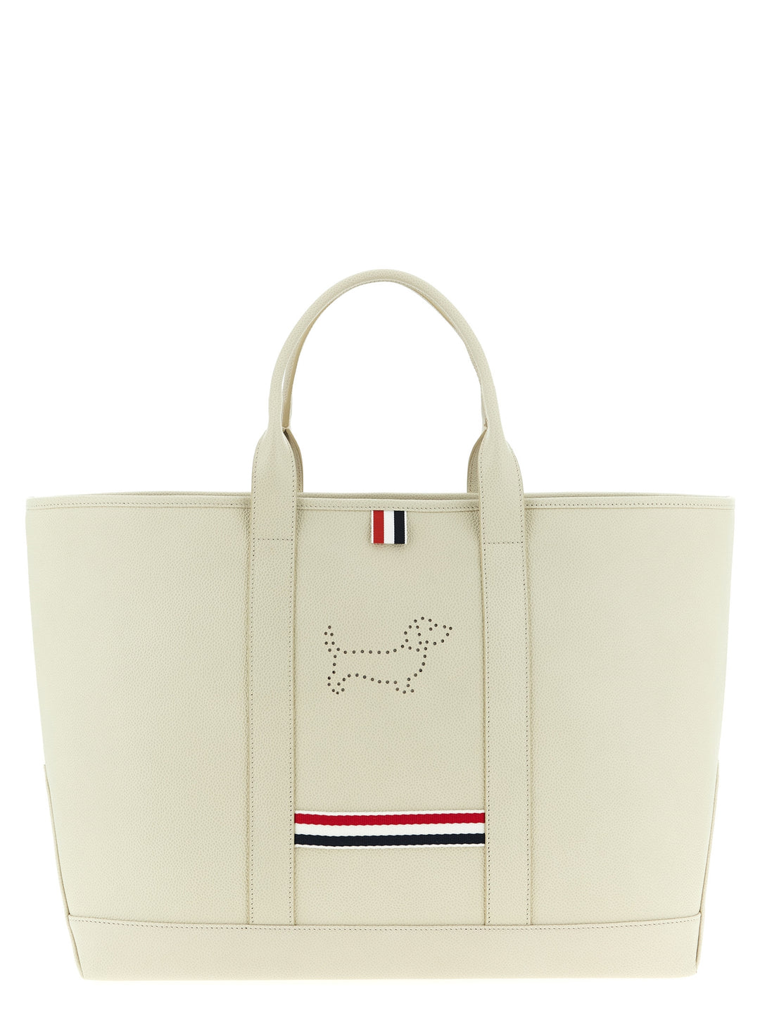 Thom Browne White Calfskin Tote Bag