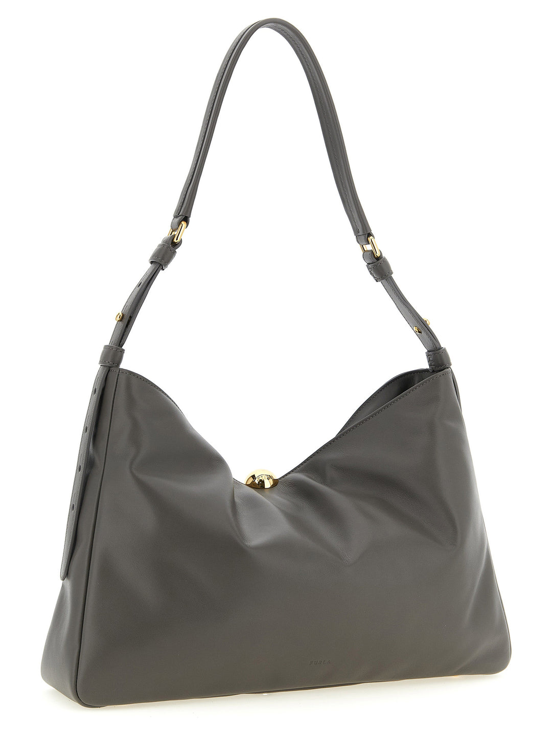 Furla Gray Calfskin Shoulder Bag