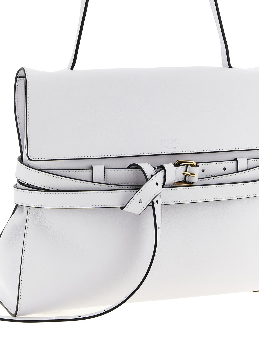 Moschino White Napa Leather / Calf Bos Taurus Shoulder Bag