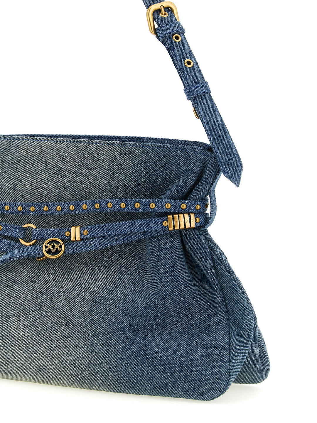 PINKO Blue Cotton Shoulder Bag