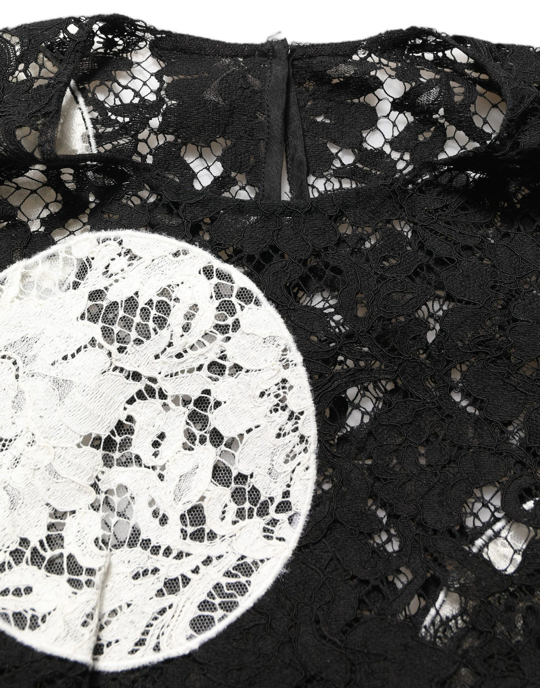 Dolce &amp; Gabbana Black White Floral Lace Short Sleeve Blouse Top