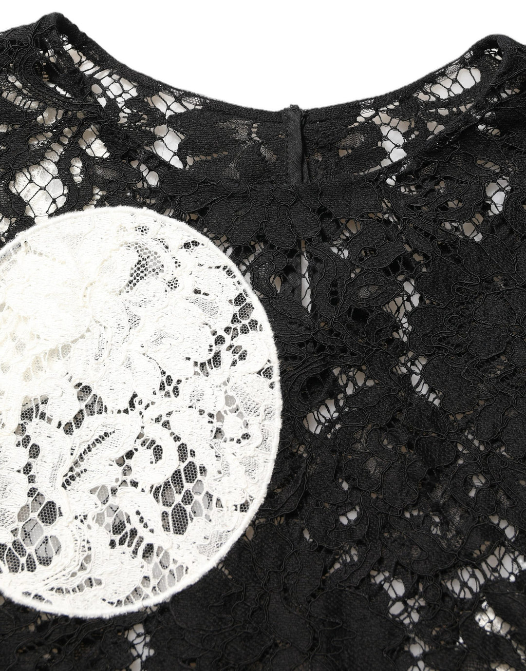 Dolce &amp; Gabbana Black White Floral Lace Short Sleeve Blouse Top