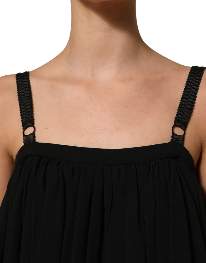 Dolce &amp; Gabbana Black Sleeveless Floral Lace Tank Blouse Top