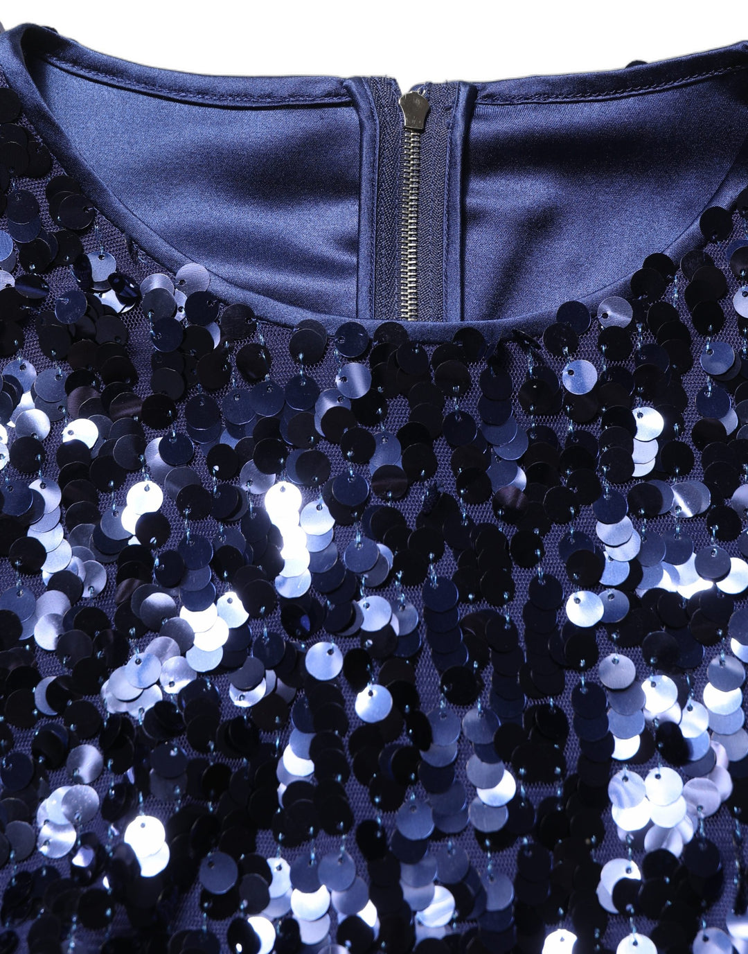 Dolce &amp; Gabbana Blue Sequined Long Sleeves Crop Blouse Top