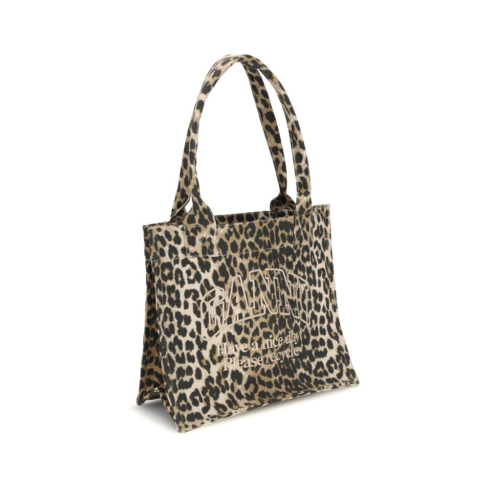 Ganni - Brown Recycled Cotton Shoulder Bag