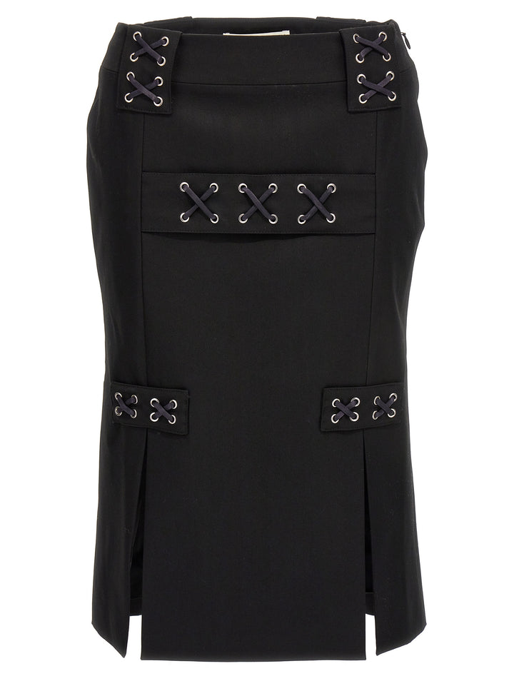 Alessandra Rich Black Wool Midi Skirt