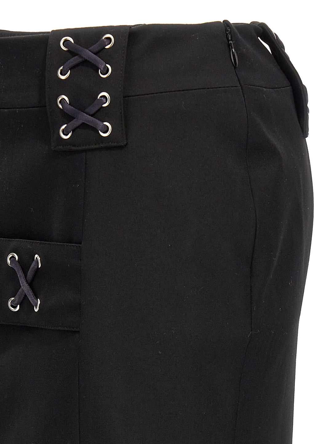 Alessandra Rich Black Wool Midi Skirt