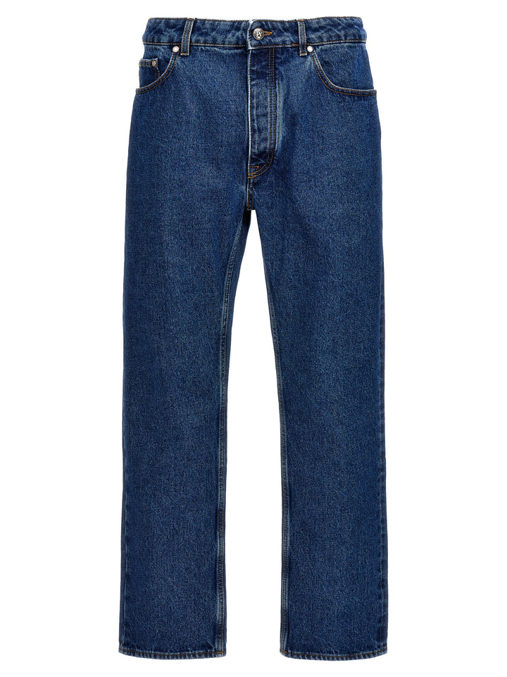 Palm Angels Blue Cotton Straight-Leg Jeans