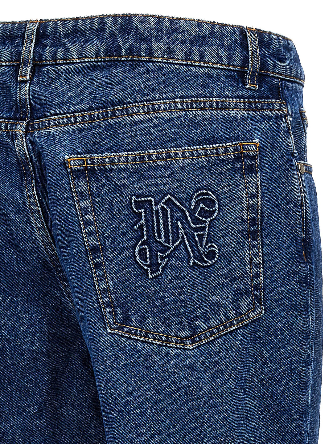 Palm Angels Blue Cotton Straight-Leg Jeans