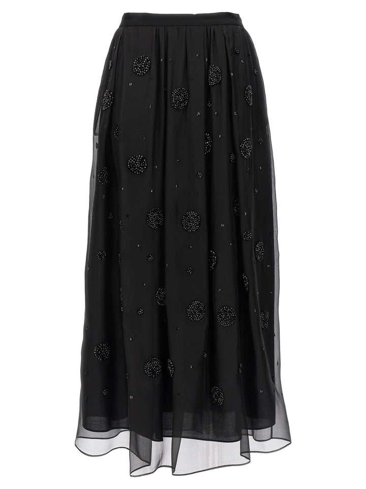 Max Mara Black Silk Midi Skirt