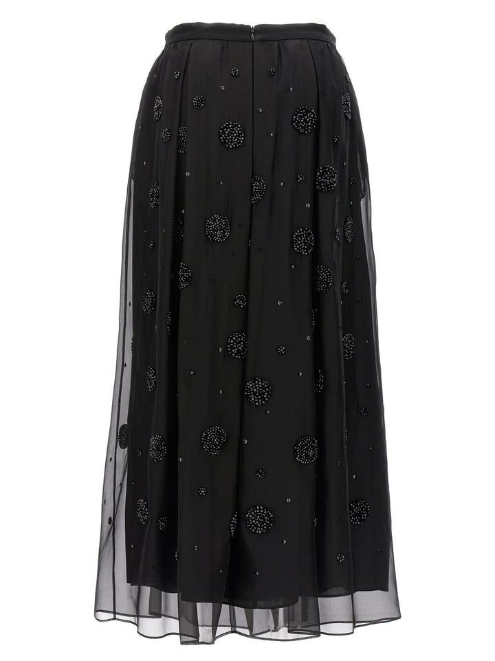 Max Mara Black Silk Midi Skirt
