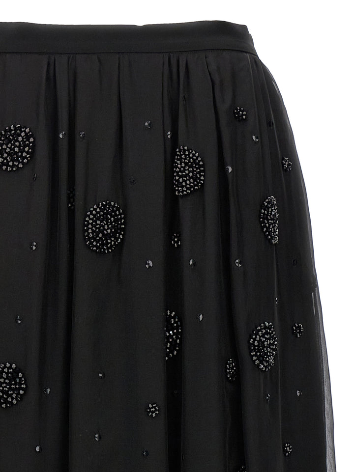 Max Mara Black Silk Midi Skirt