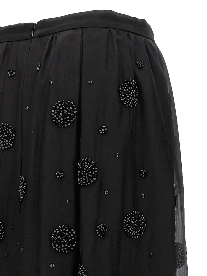 Max Mara Black Silk Midi Skirt