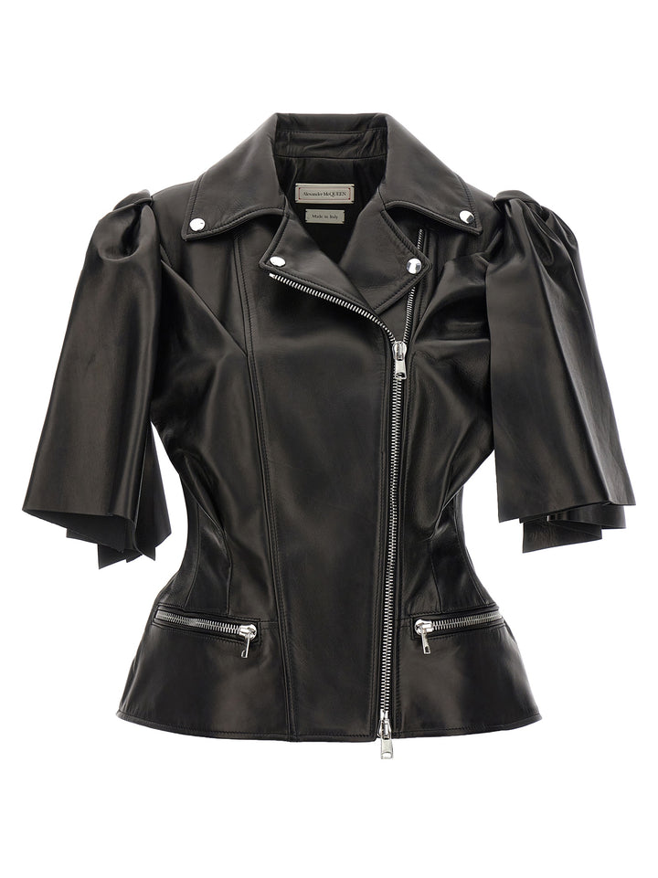 Alexander McQueen Black Lamb Leather Sleeveless Jacket