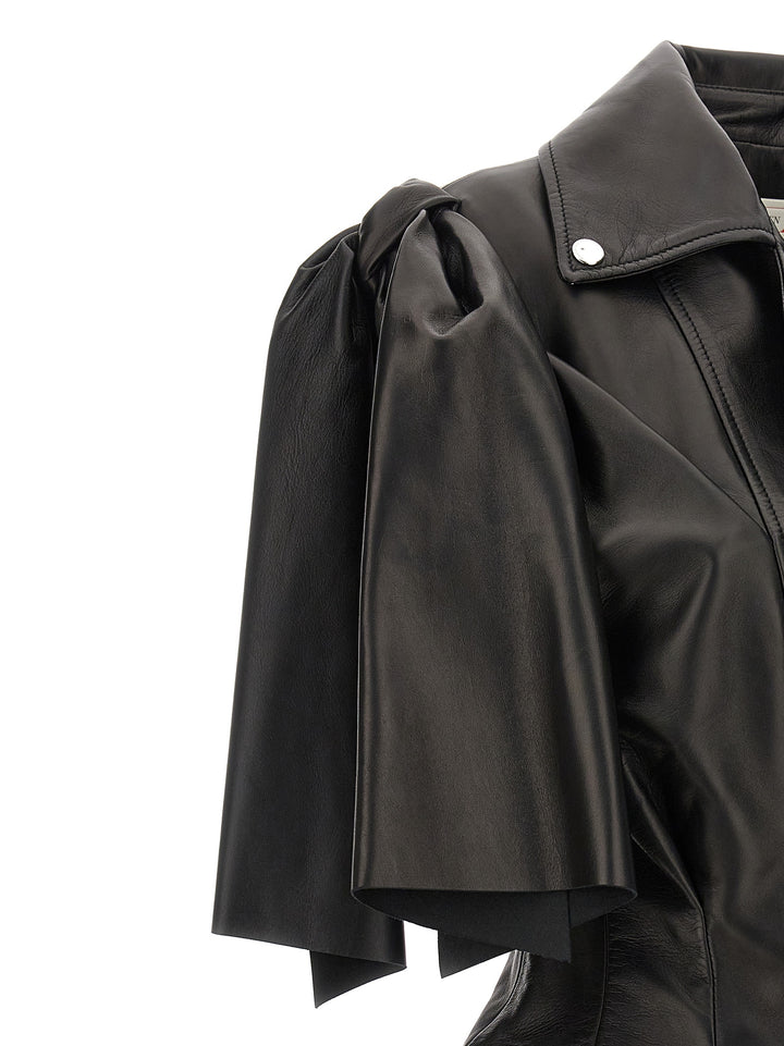 Alexander McQueen Black Lamb Leather Sleeveless Jacket