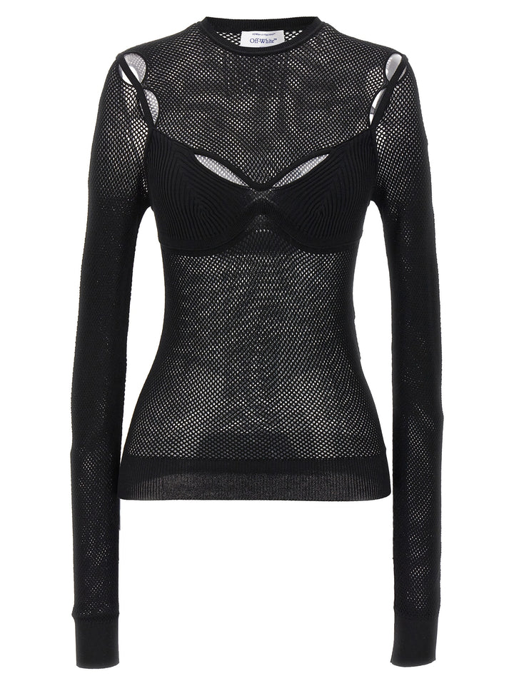 Off-White Black Viscose Tank Tops