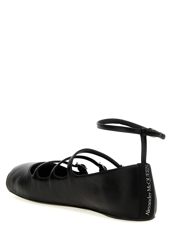 Alexander McQueen Black Calfskin Ballet Flats