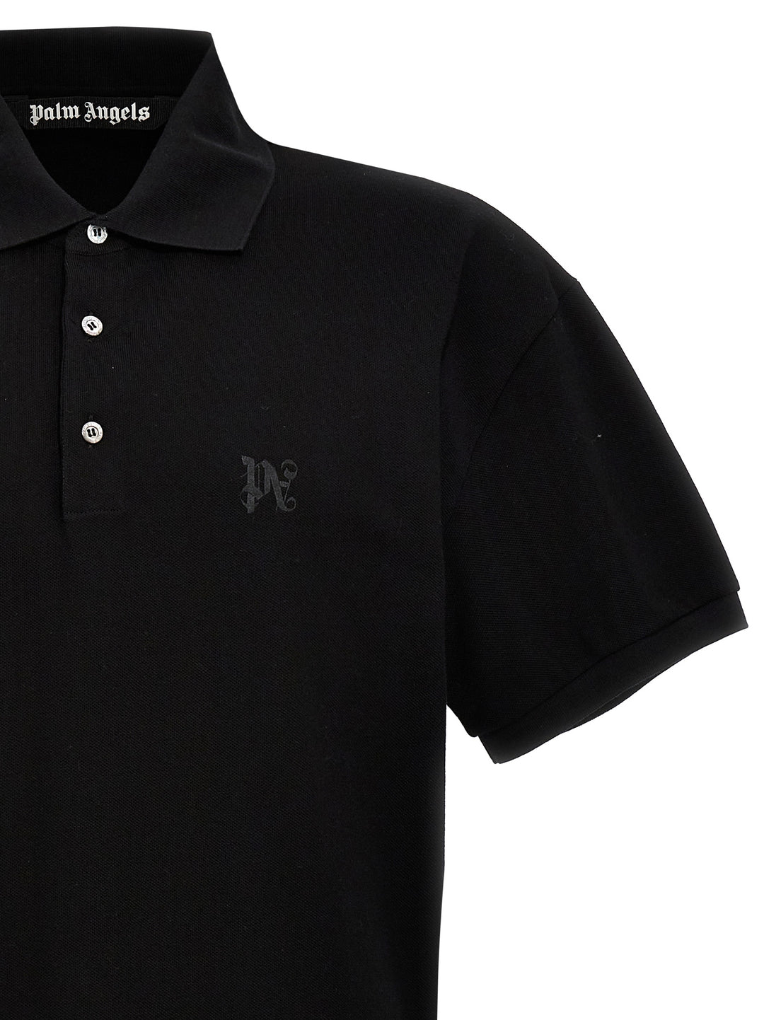 Palm Angels Black Polyester Polo Shirt