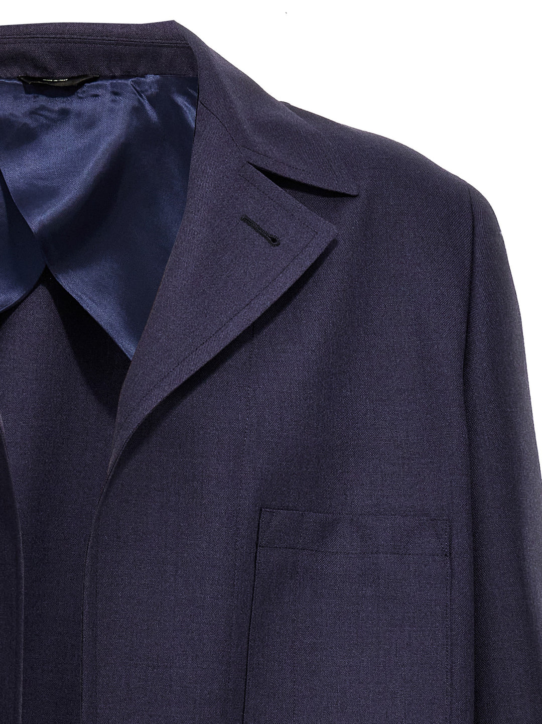 Fendi Blue Virgin Wool Full-Length Jacket