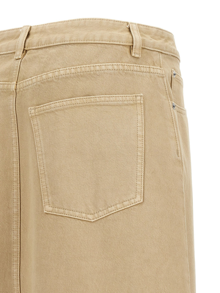 Tory Burch Beige Cotton Midi Skirt