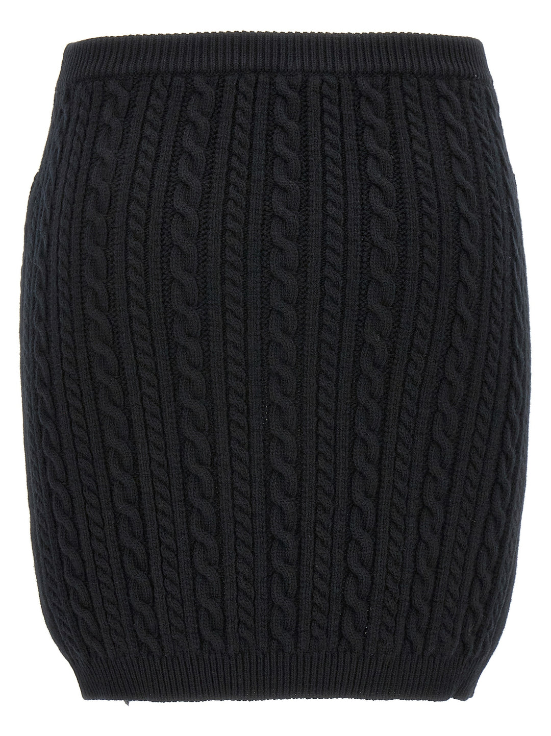 Alessandra Rich Black Wool Long Skirt