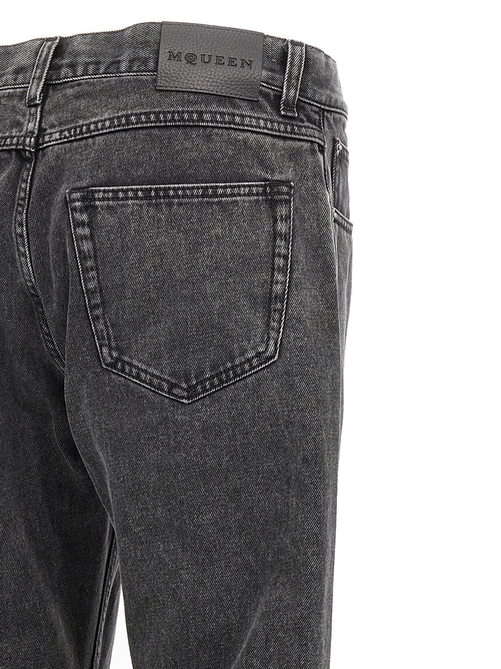 Alexander McQueen Black Cotton Straight-Leg Jeans