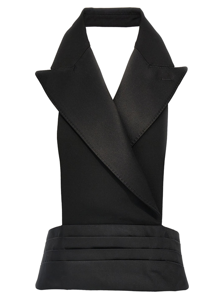 Dolce &amp; Gabbana Black Silk Sleeveless Jacket