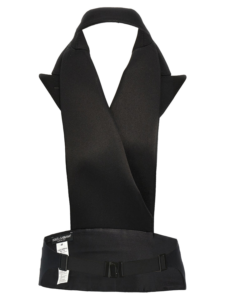 Dolce &amp; Gabbana Black Silk Sleeveless Jacket