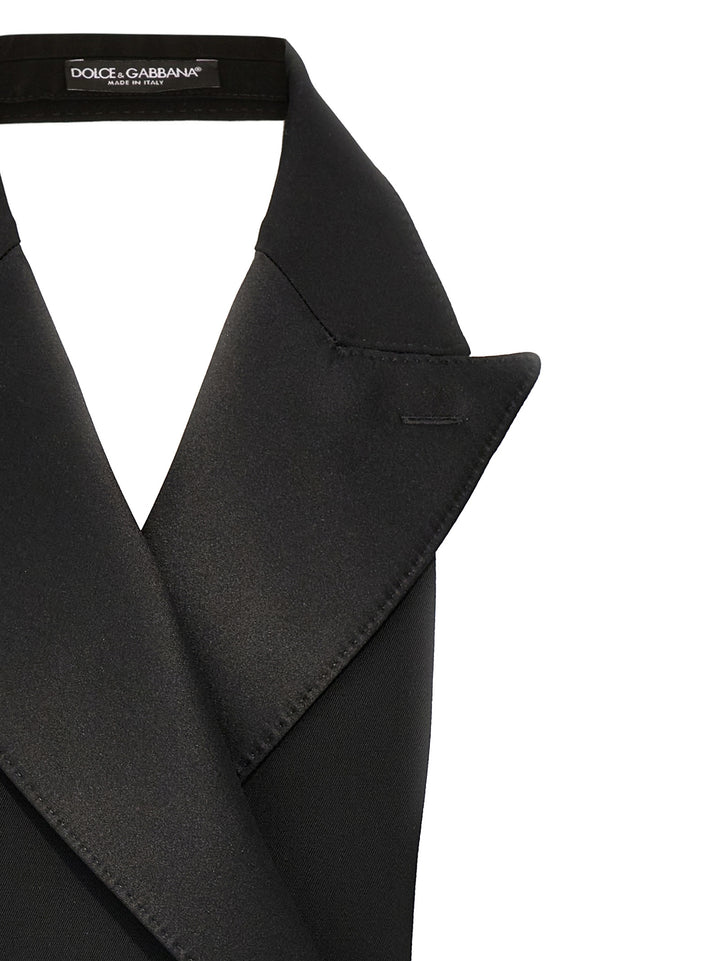 Dolce &amp; Gabbana Black Silk Sleeveless Jacket