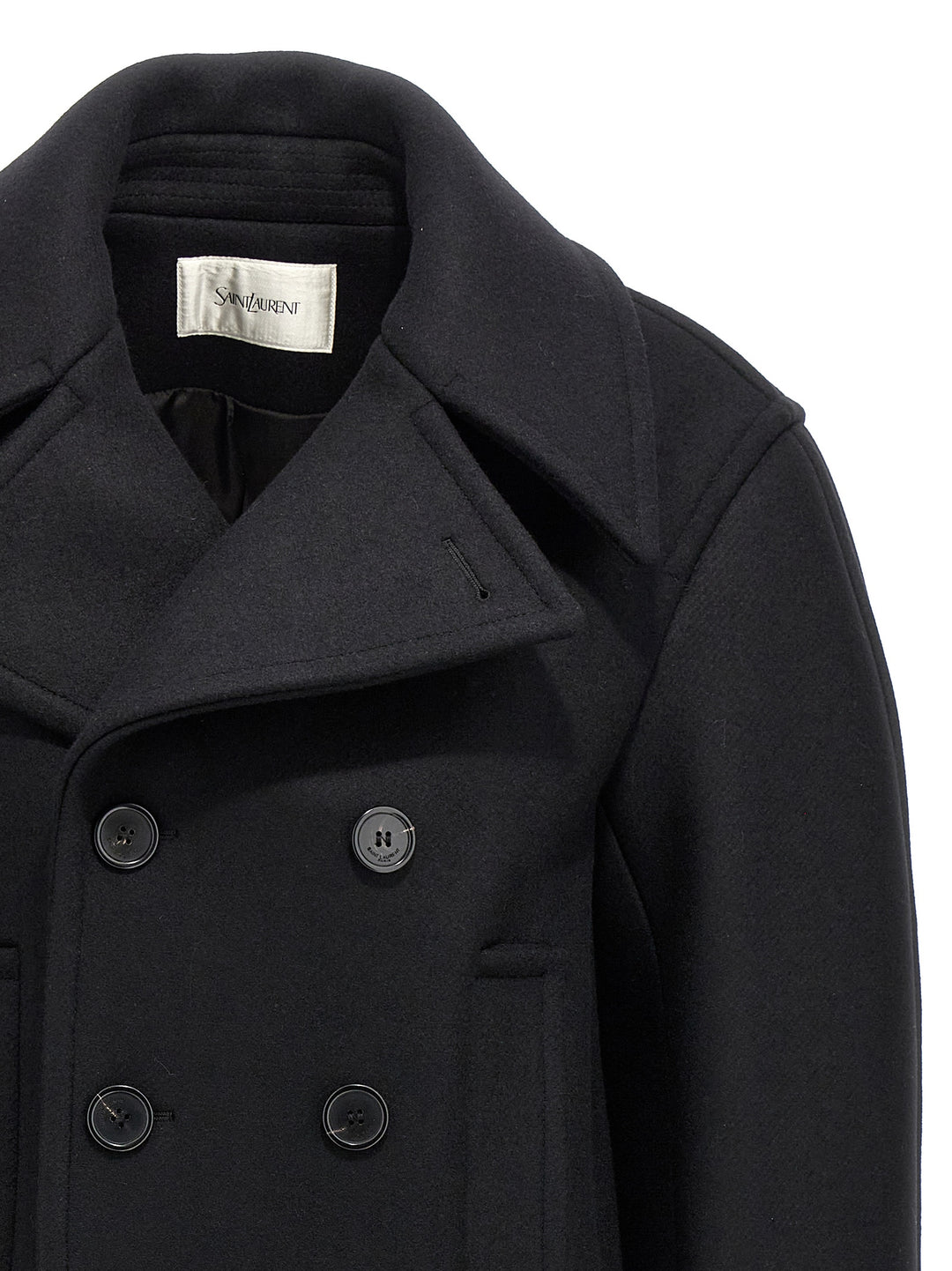 Saint Laurent Black Virgin Wool Coat