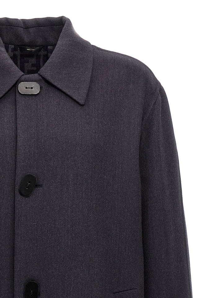 Fendi Blue Virgin Wool Coat