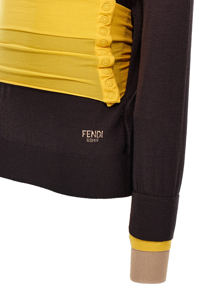 Fendi Purple Virgin Wool Cardigan