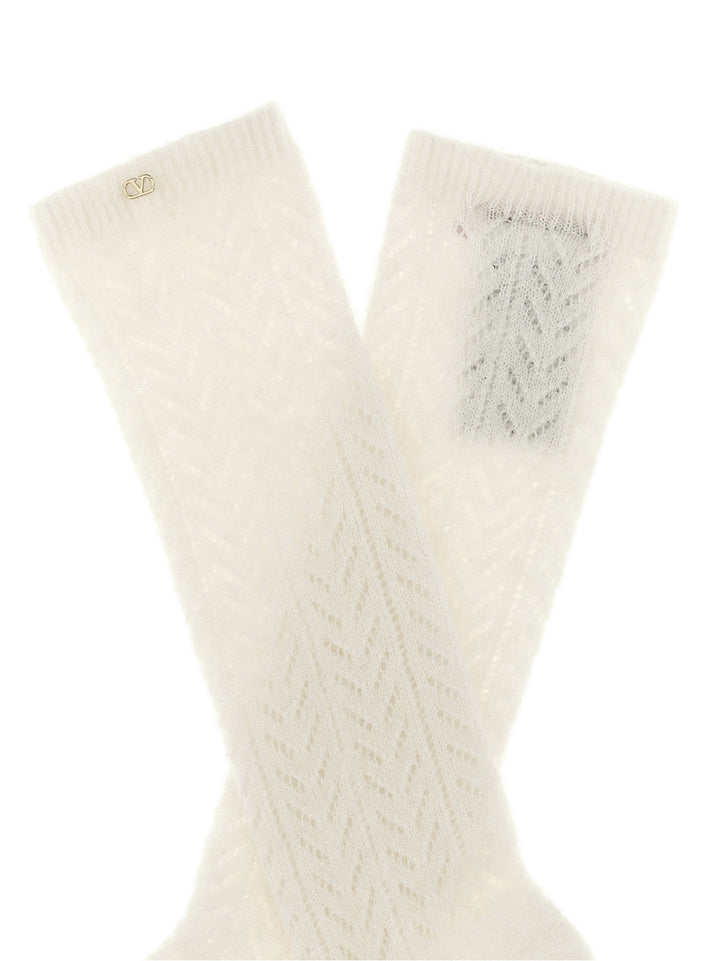 Valentino Garavani White Wool Socks