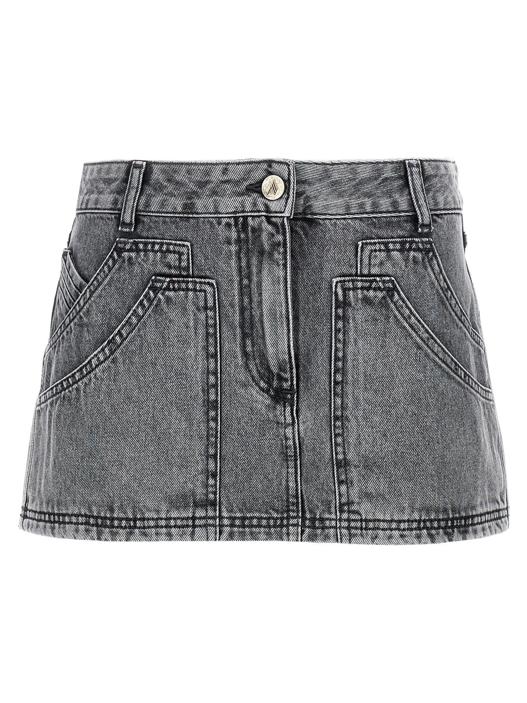 The Attico Gray Cotton Long Skirt